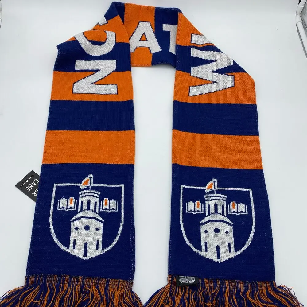 Wheaton College SCARF 65” Double Sided Acrylic‎ Orange/Blue stripes, SOFT Fringe